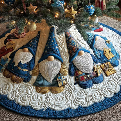 Whimsical Gnome Christmas Quilted Tree Skirt VTQ-Myprintsy