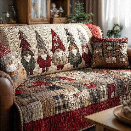 Whimsical Gnome Pine Quilted Sofa Cover VTQ-Myprintsy