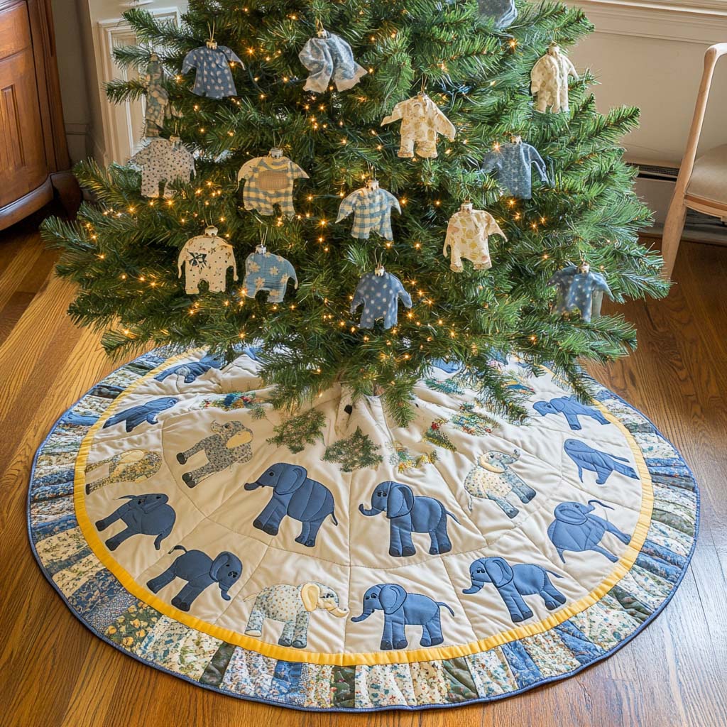 Whimsical Hues Christmas Quilted Tree Skirt-Myprintsy