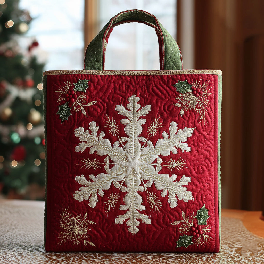 Whimsical Snowflake Burst Quilted Tote Bag VTQ-Myprintsy