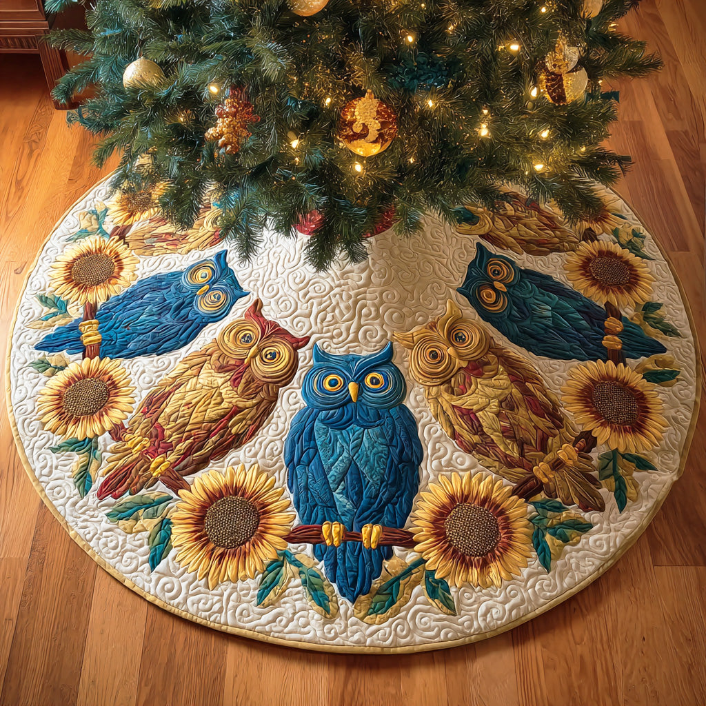 Whisper of Feathers Christmas Quilted Tree Skirt TD-Myprintsy