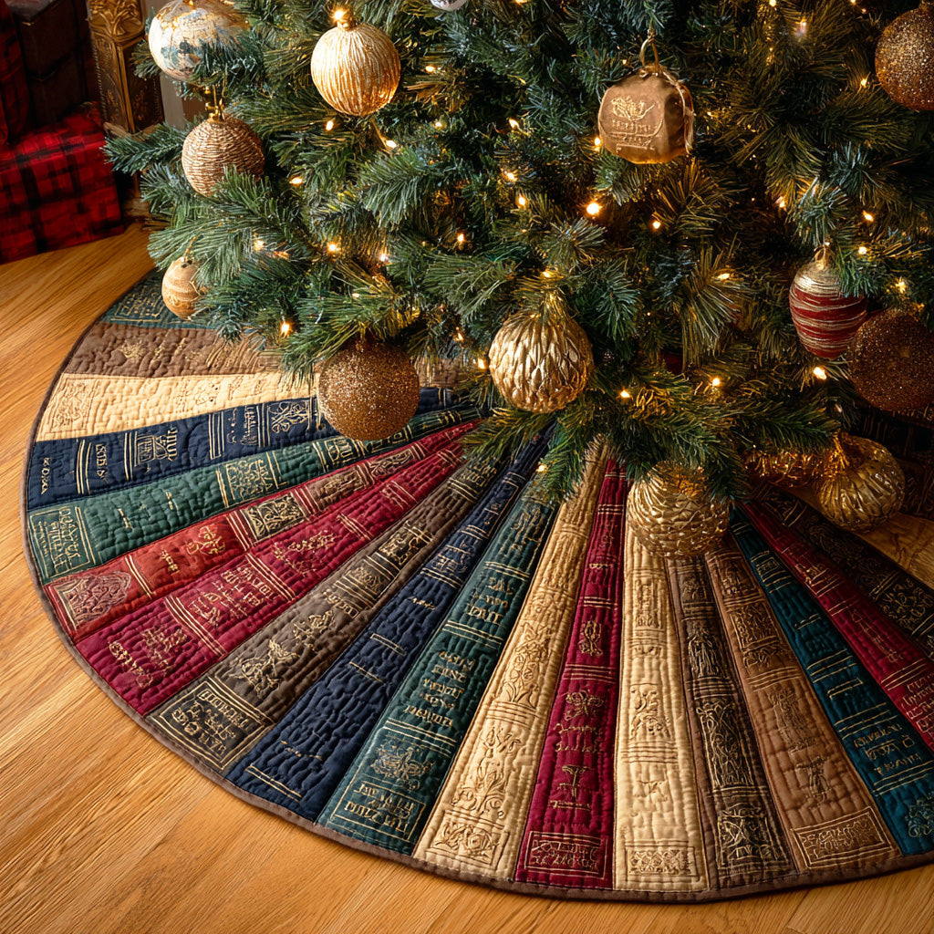 Whispering Pages Christmas Quilted Tree Skirt VTQ-Myprintsy