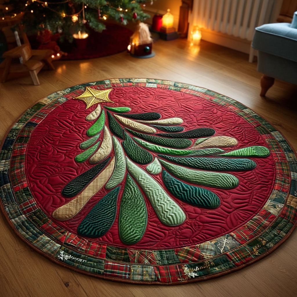 Whispering Winter Pines Quilted Round Mat VTQ-Myprintsy