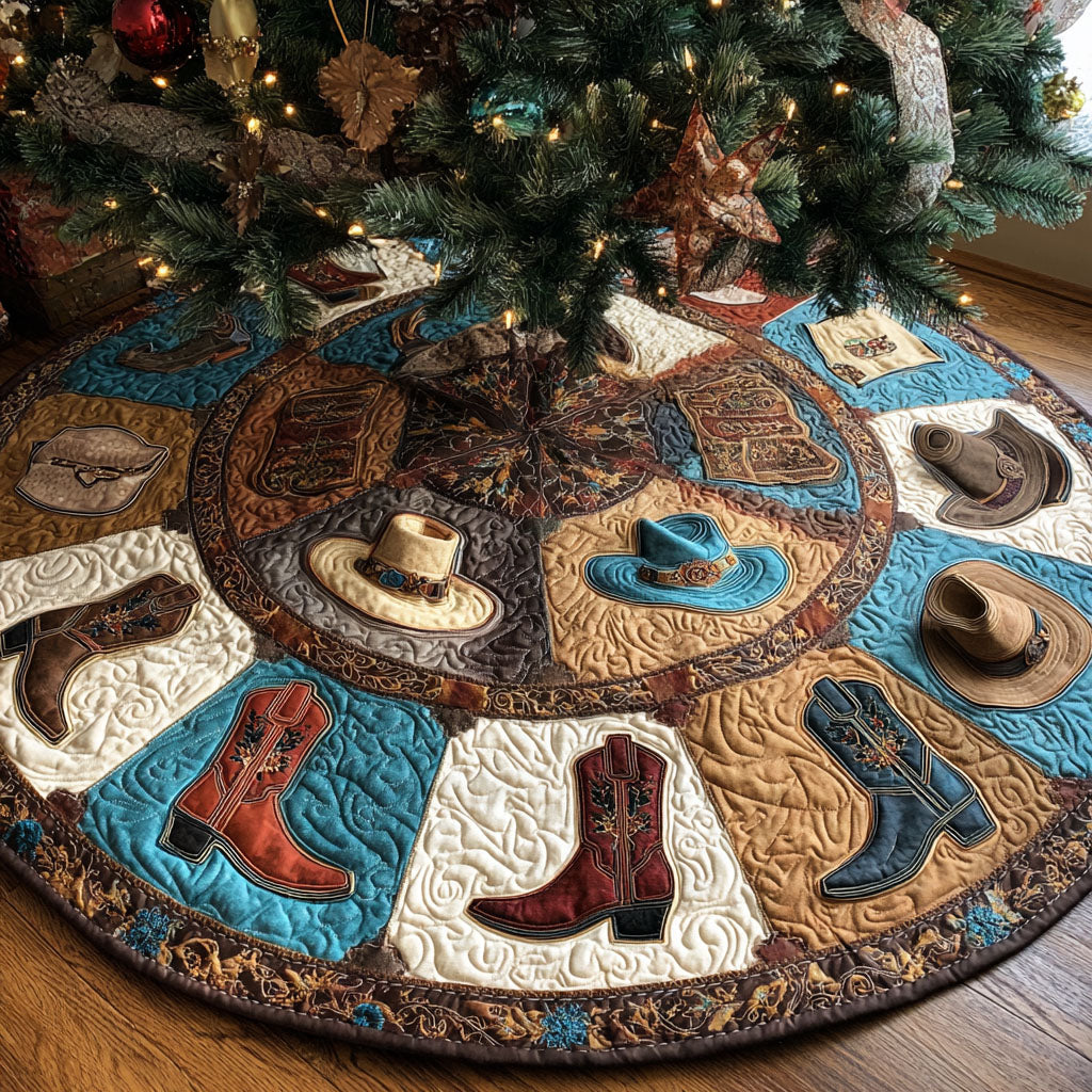 Wild West Boots Christmas Quilted Tree Skirt-Myprintsy