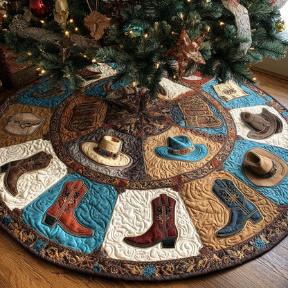Wild West Boots Christmas Quilted Tree Skirt-Myprintsy