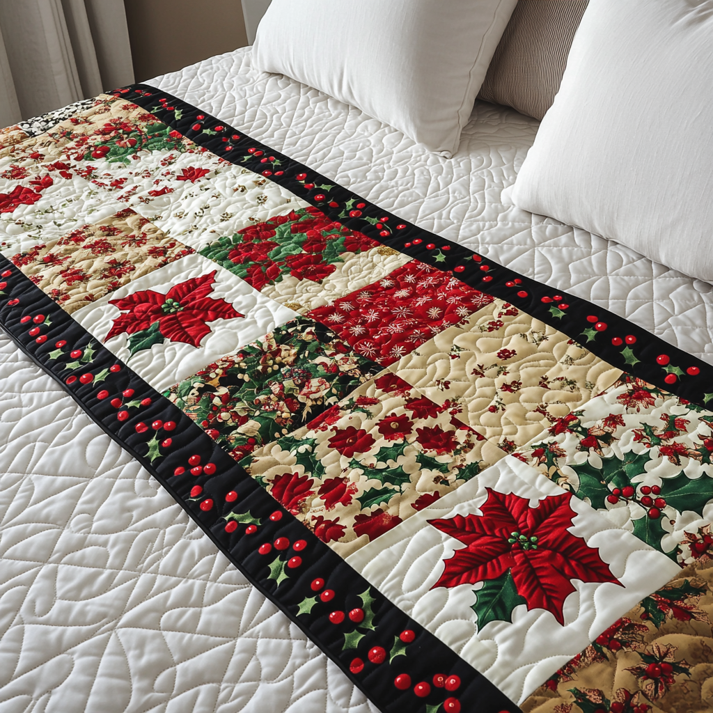 Winter Bloom Quilted Bed Runner VTQ-Myprintsy