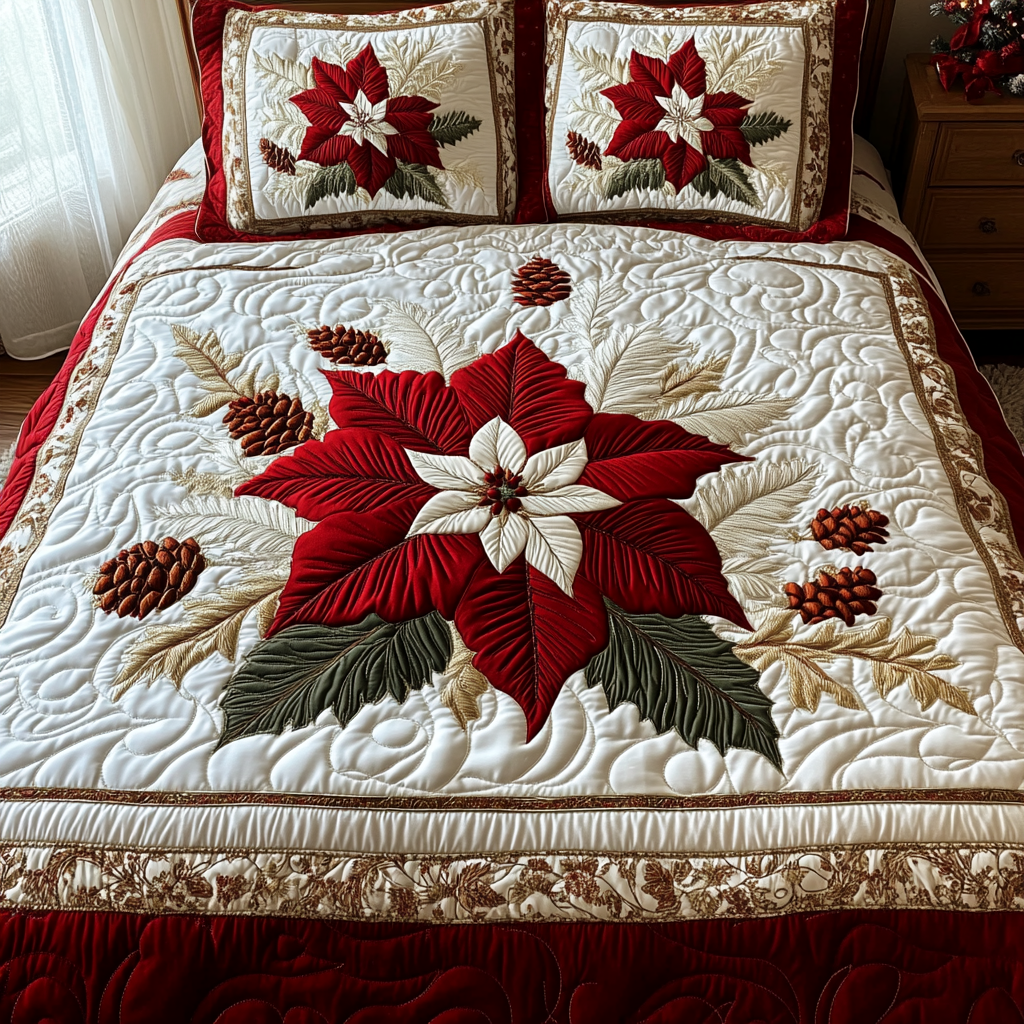 Winter Blossom -Piece Quilted Bedding Set VTQ-Myprintsy