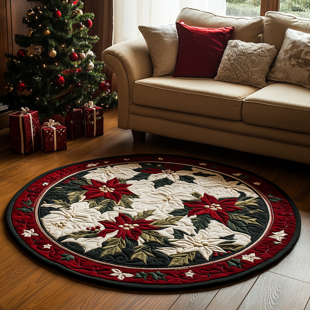 Winter Blossom Quilted Round Mat VTQ-Myprintsy