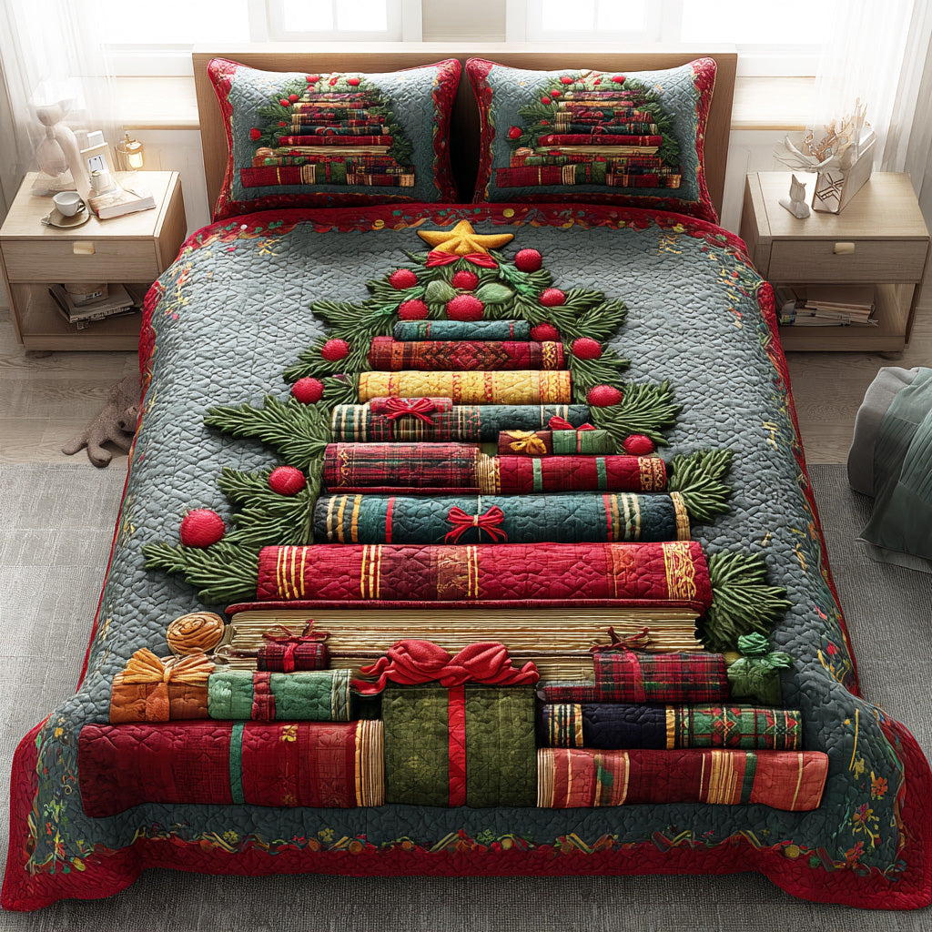 Winter Booktree -Piece Quilted Bedding Set VTQ-Myprintsy