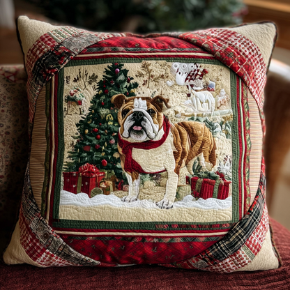 Winter Bulldog Quilted Pillow Case VTQ-Myprintsy