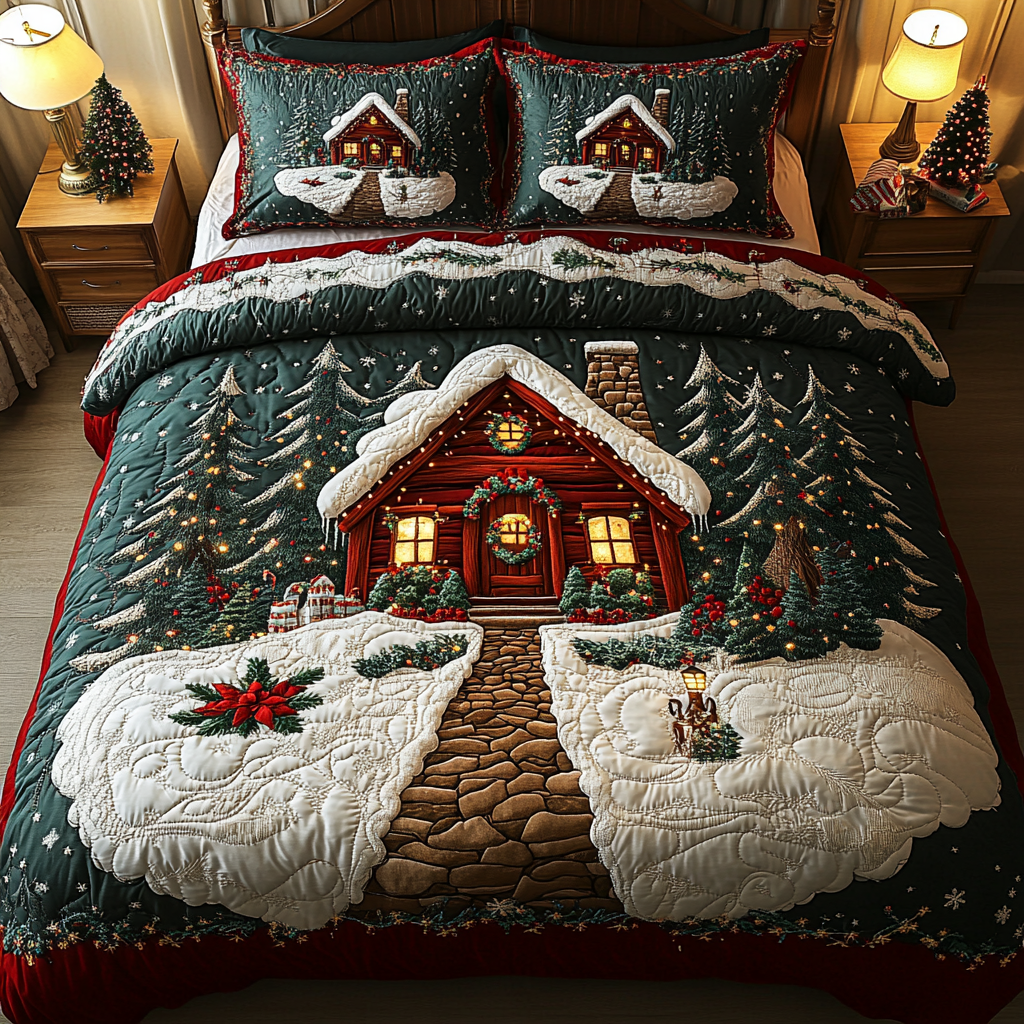 Winter Cabin -Piece Quilted Bedding Set VTQ-Myprintsy