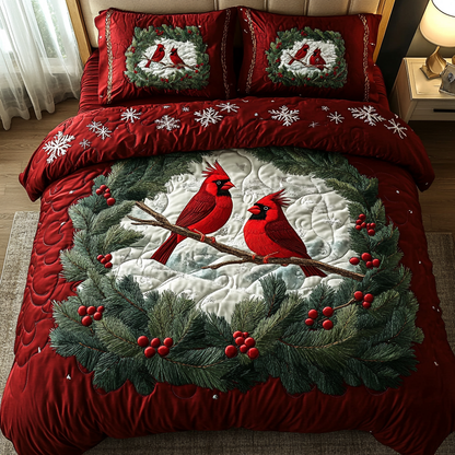 Winter Cardinal Charm -Piece Quilted Bedding Set VTQ-Myprintsy