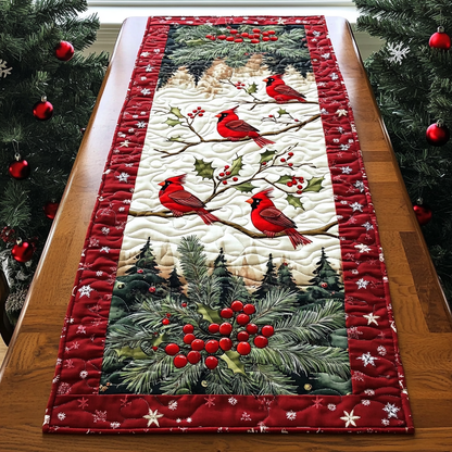 Winter Cardinal Delight Quilted Table Runner VTQ-Myprintsy