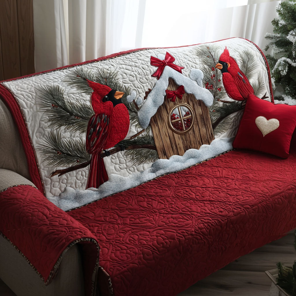 Winter Cardinal Haven Quilted Sofa Cover VTQ-Myprintsy