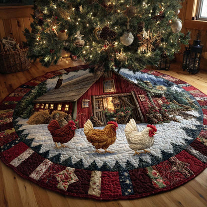 Winter Cottage Gathering Quilted Tree Skirt-Myprintsy