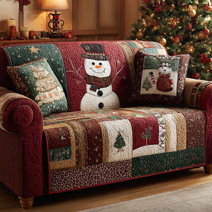Winter Farmhouse Snowmen Quilted Sofa Cover VTQ-Myprintsy