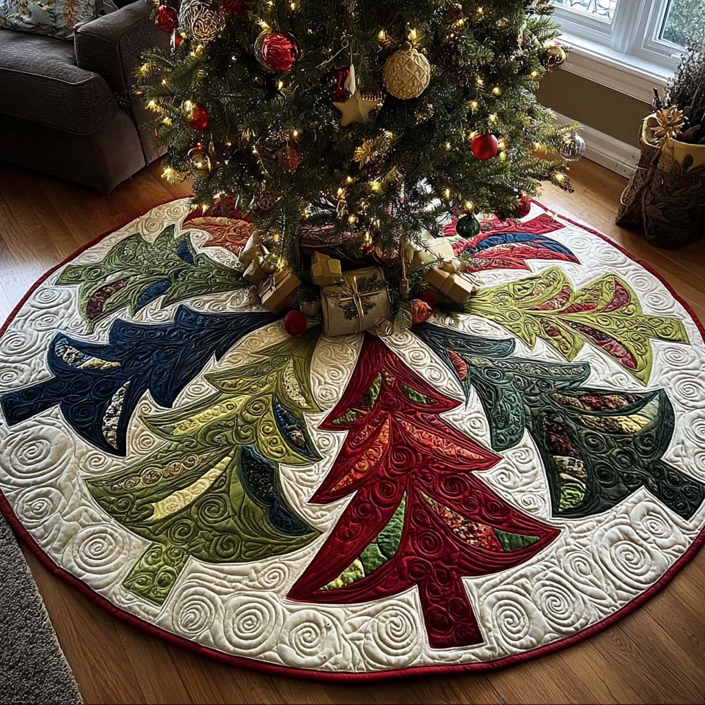 Winter Festival Christmas Quilted Tree Skirt-Myprintsy