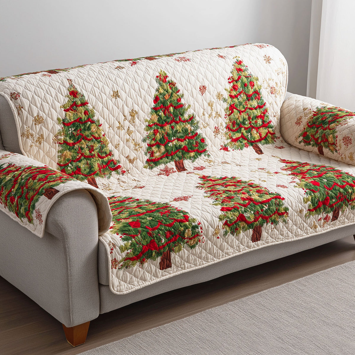 Winter Fir Charm Quilted Sofa Cover VTQ-Myprintsy