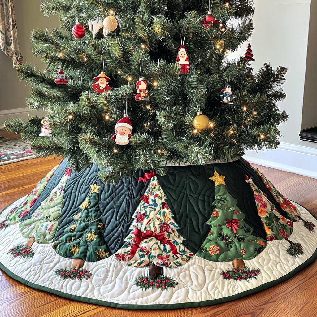 Winter Forest Magic Christmas Quilted Tree Skirt VTQ-Myprintsy