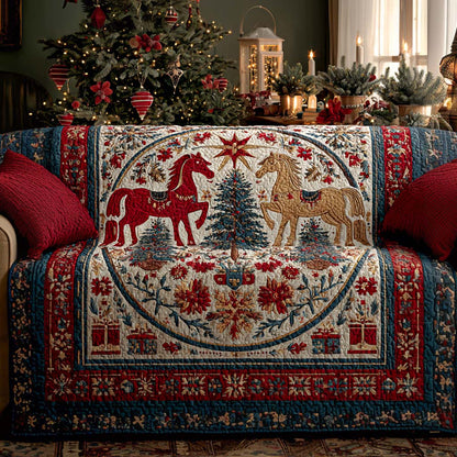 Winter Forest Stallions Quilted Sofa Cover VTQ-Myprintsy
