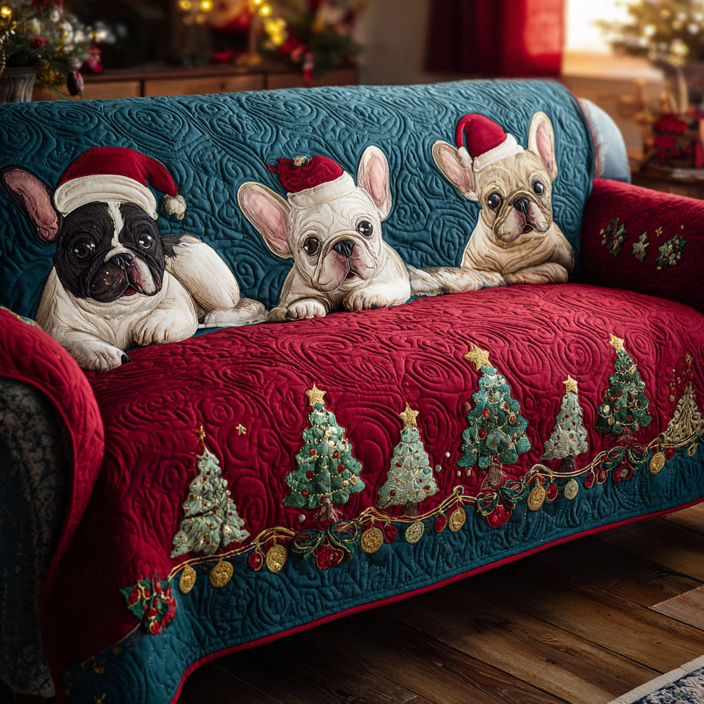 Winter Frenchies Quilted Sofa Cover VTQ-Myprintsy