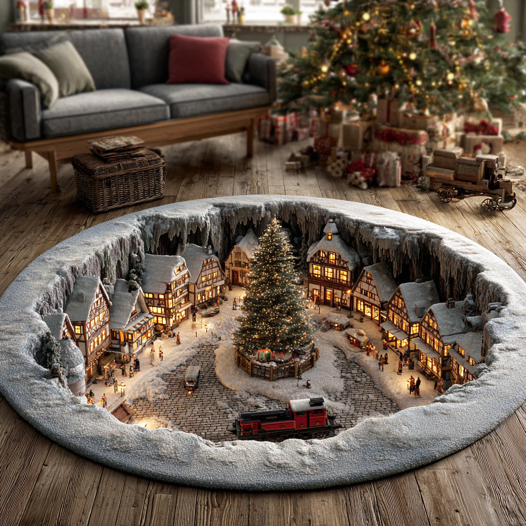 Winter Glow Night Round Carpet VTQ-Myprintsy