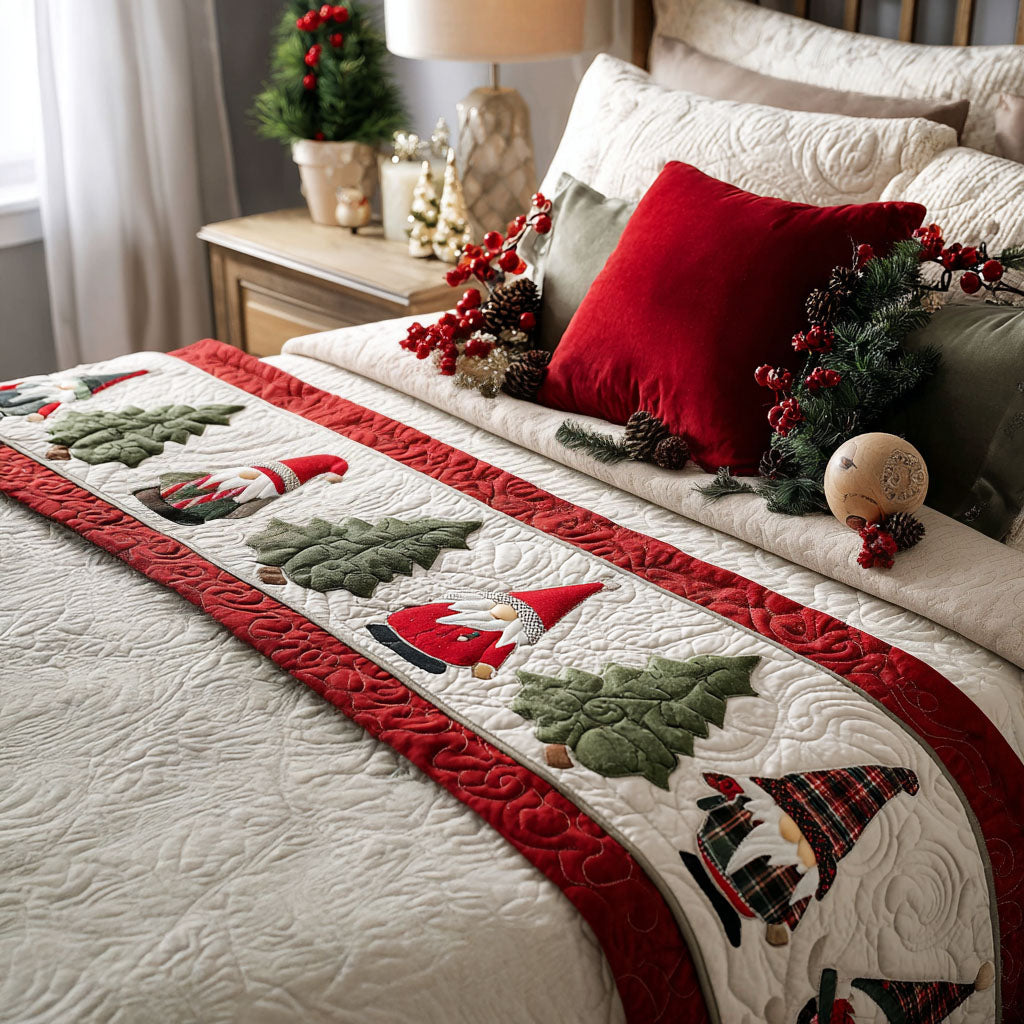 Winter Gnomes Quilted Bed Runner VTQ-Myprintsy