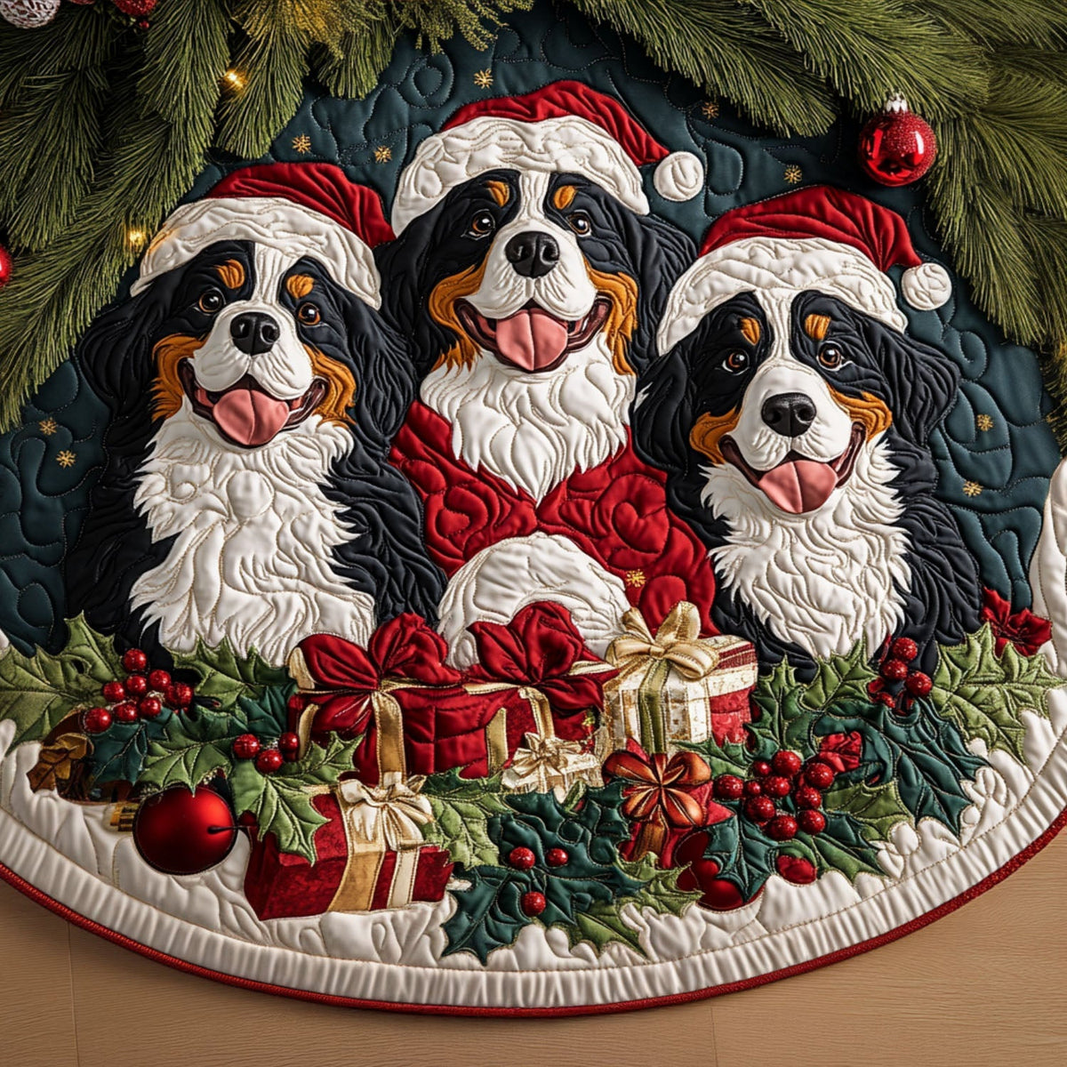 Winter Guardian Quilted Christmas Tree Skirt-Myprintsy