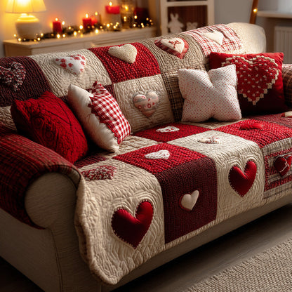 Winter Heart Charm Quilted Sofa Cover VTQ-Myprintsy