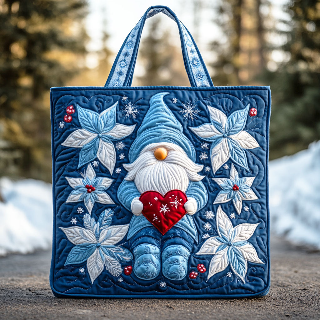 Winter Heart Gnome Quilted Tote Bag VTQ-Myprintsy