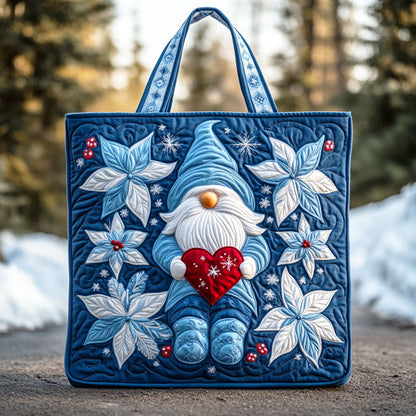 Winter Heart Gnome Quilted Tote Bag VTQ-Myprintsy