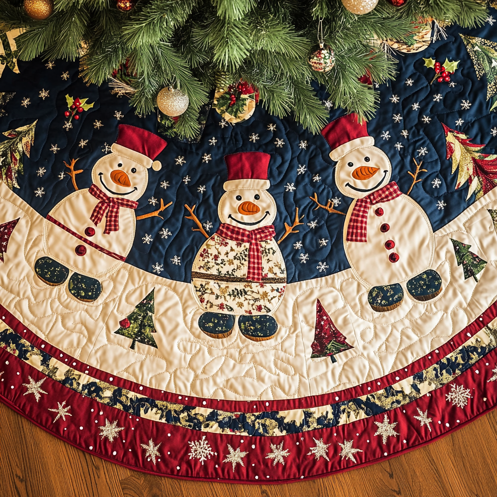 Winter Joyful Jester Christmas Quilted Tree Skirt-Myprintsy