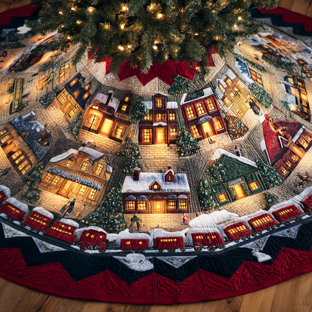 Winter Magic Glow Christmas Quilted Tree Skirt TD-Myprintsy