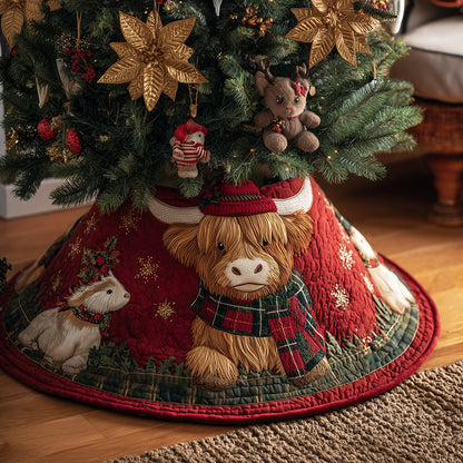 Winter Meadow Merriment Christmas Quilted Tree Skirt-Myprintsy