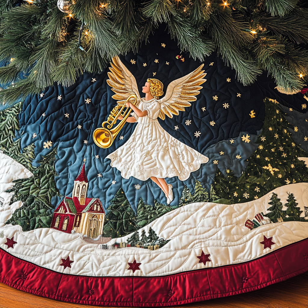 Winter Melody Christmas Quilted Tree Skirt VH-Myprintsy