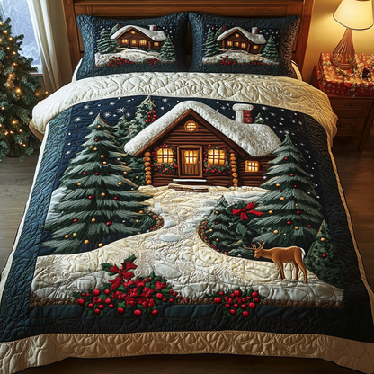 Winter Nightscape -Piece Quilted Bedding Set VH VTQ-Myprintsy