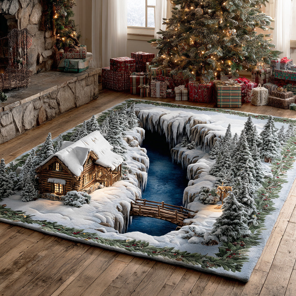 Winter Pine Woodland Area Rug VTQ-Myprintsy