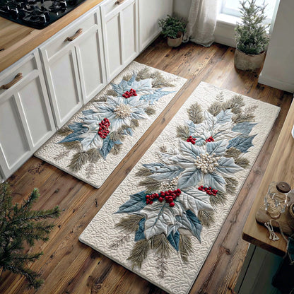 Winter Poinsettia Charm Kitchen Area Rug VTQ-Myprintsy