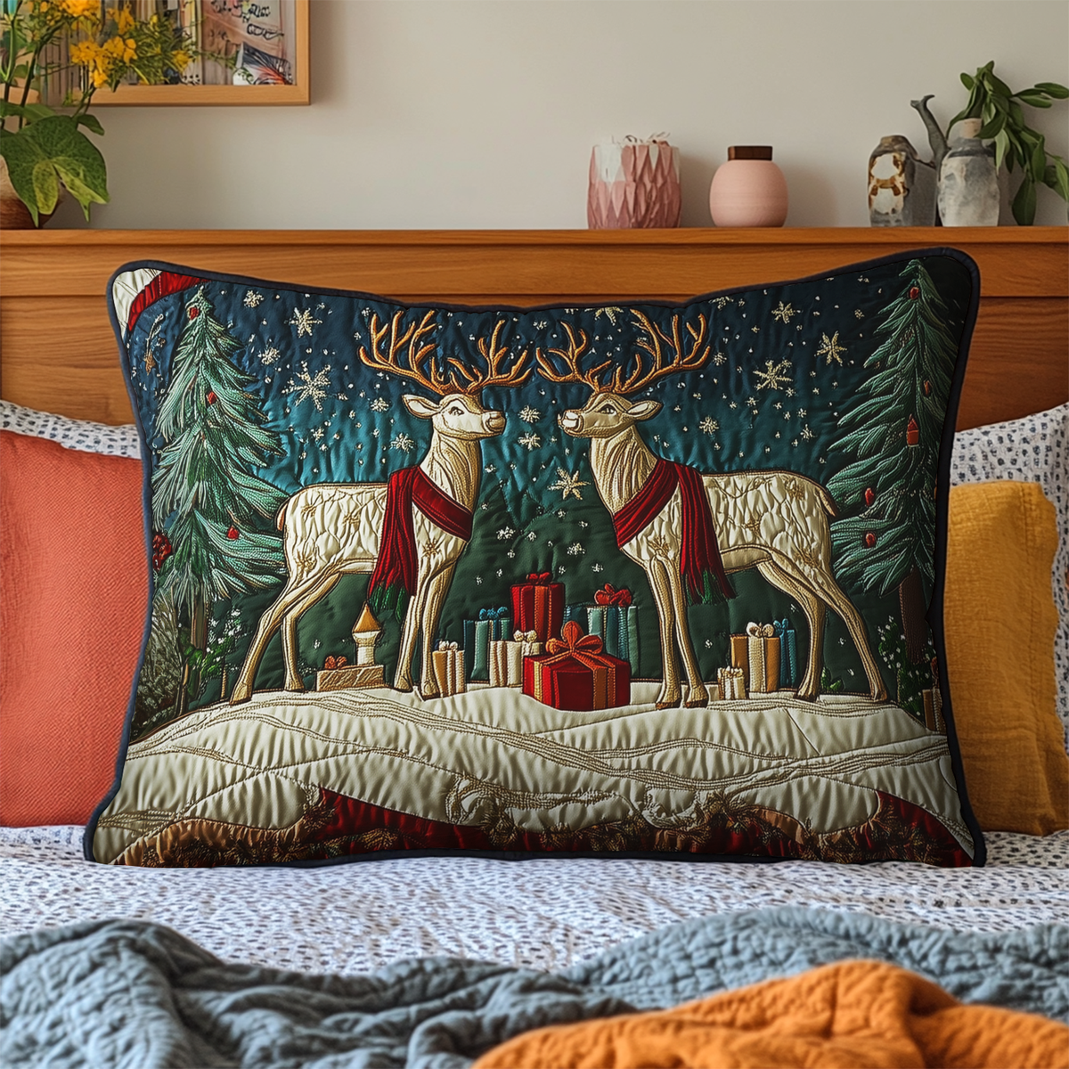 Winter Prance Quilted Bedding Pillow Case VTQ-Myprintsy