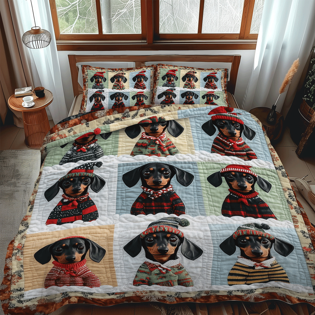 Winter Pups -Piece Quilted Bedding Set VTQ-Myprintsy