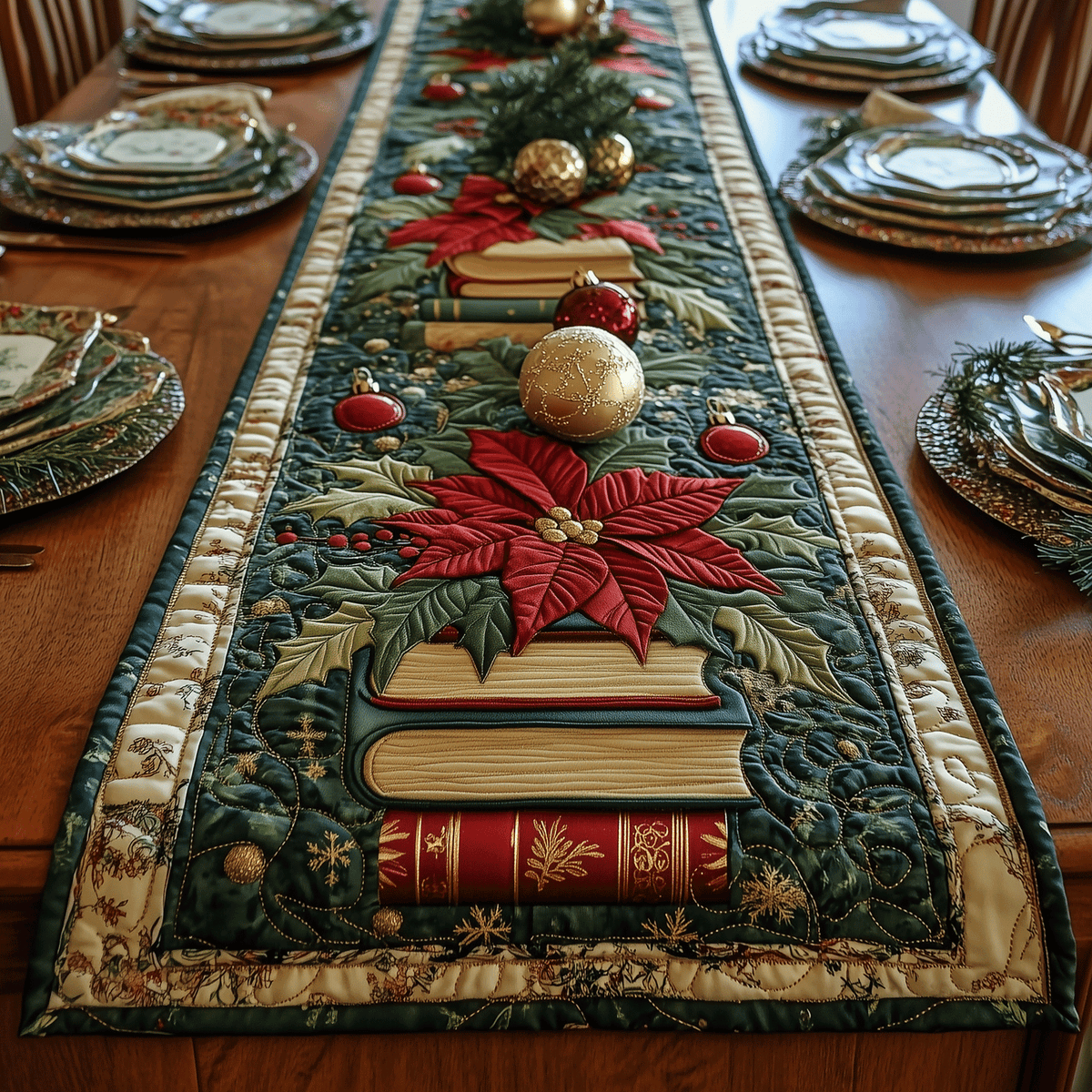 Winter Reading Bliss Quilted Table Runner VTQ-Myprintsy
