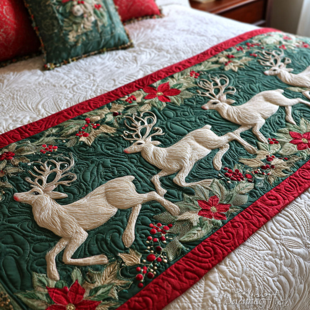 Winter Reindeer Quilted Bed Runner VTQ-Myprintsy