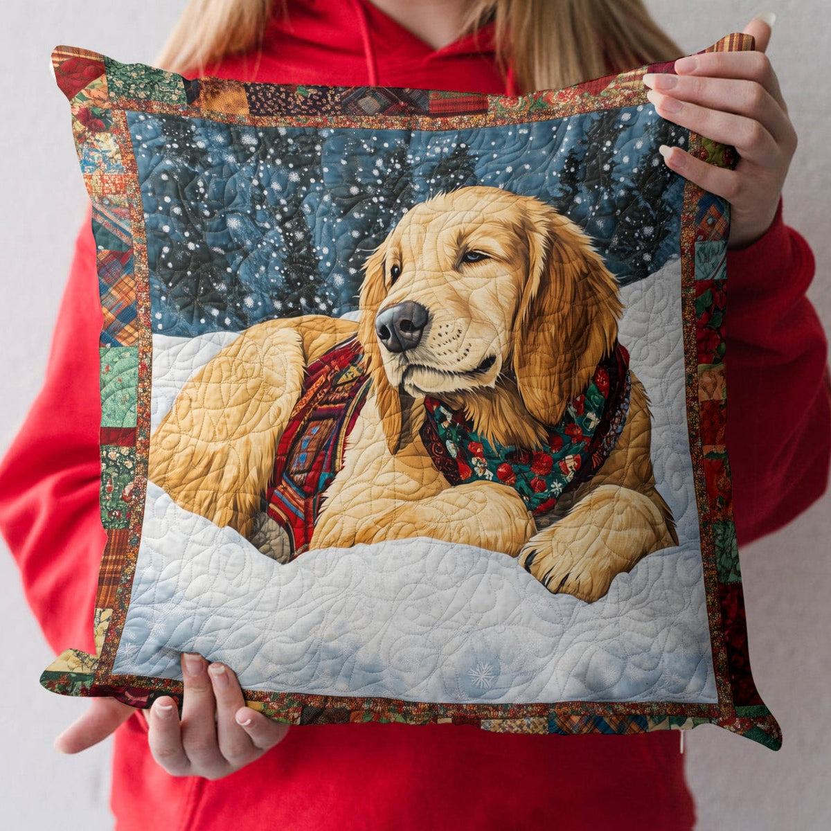 Winter Retriever Quilted Pillow Case VTQ-Myprintsy
