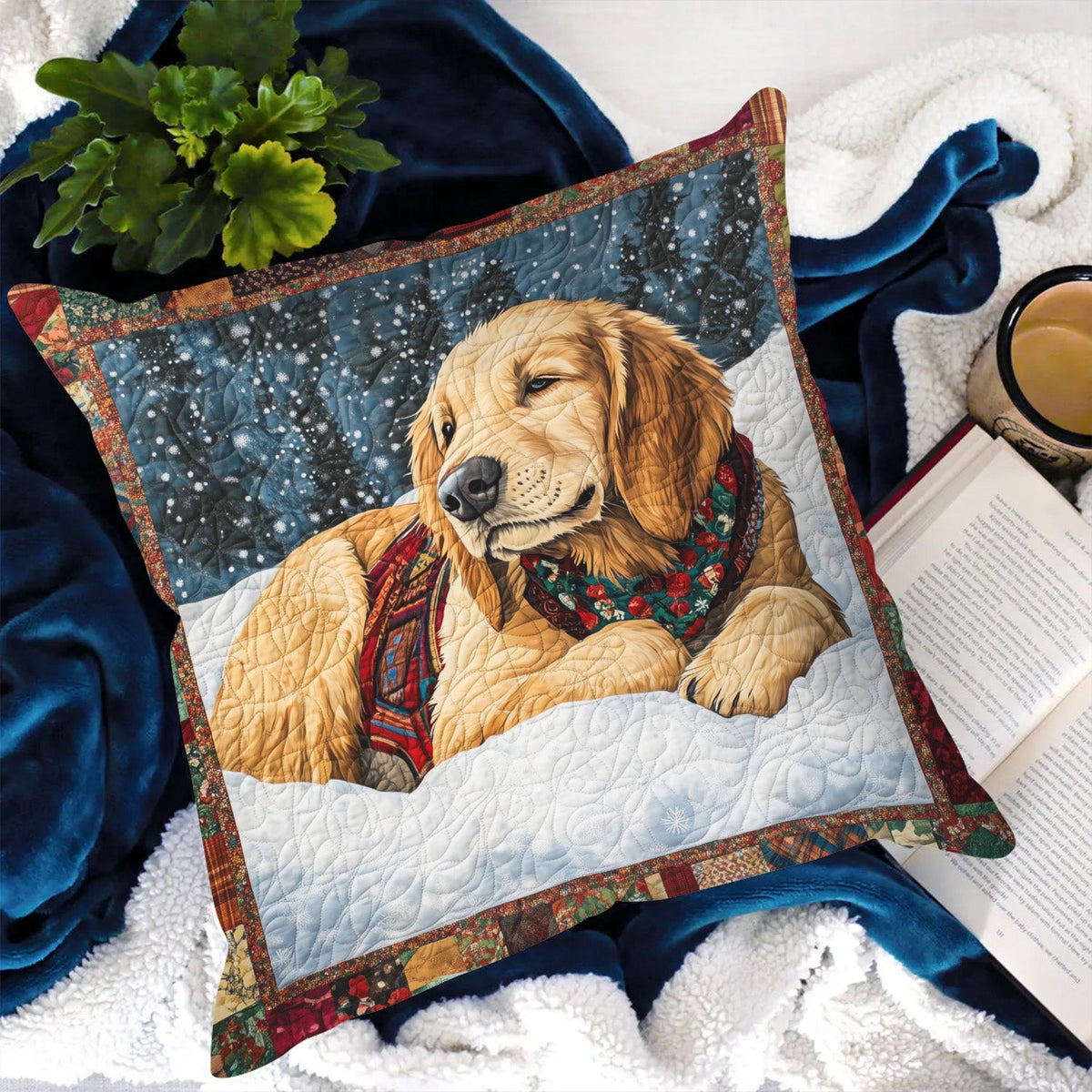 Winter Retriever Quilted Pillow Case VTQ-Myprintsy