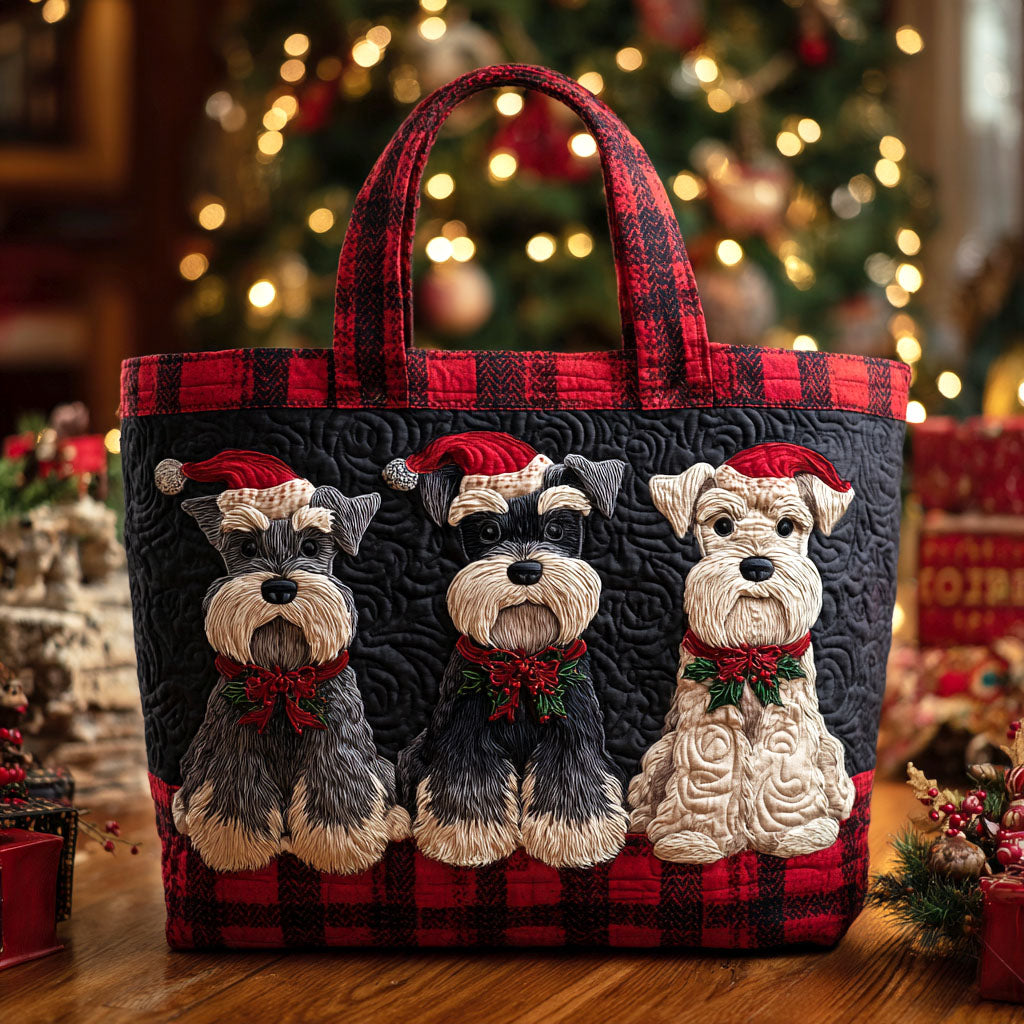 Winter Schnauzer Parade Quilted Tote Bag VTQ-Myprintsy