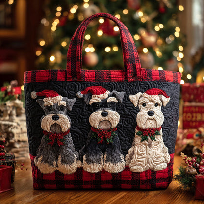 Winter Schnauzer Parade Quilted Tote Bag VTQ-Myprintsy