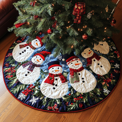 Winter Snowman Christmas Quilted Tree Skirt-Myprintsy