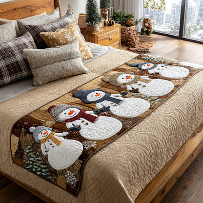 Winter Snowman Delight Quilted Bed Runner VTQ-Myprintsy