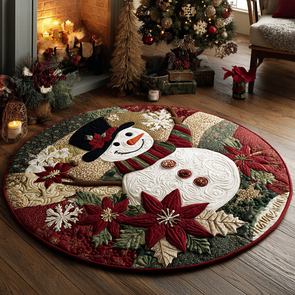 Winter Snowman Delight Quilted Round Mat VTQ-Myprintsy