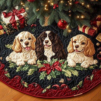 Winter Spaniel Tale Quilted Christmas Tree Skirt VTQ-Myprintsy